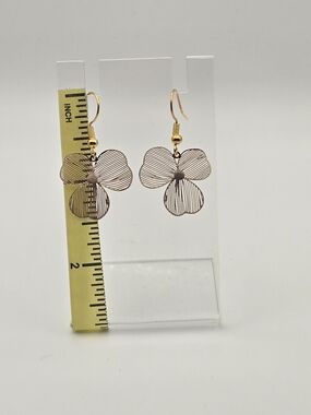 Wirework Floral Drop Earrings in Rose Gold Tone